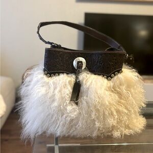 Montana silversmith leather wooly purse